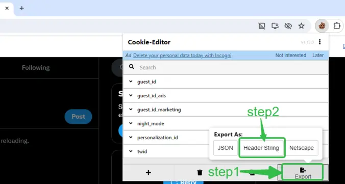 export cookie icon